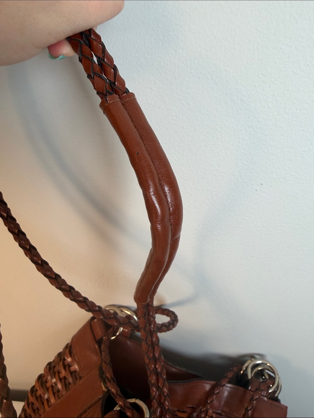 Vintage Boho Woven Brown Bag with Braided Strap - Picture 12 of 16